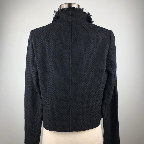 Vince Black Frayed Edge Scuba Moto Jacket S - Picture 6 of 8